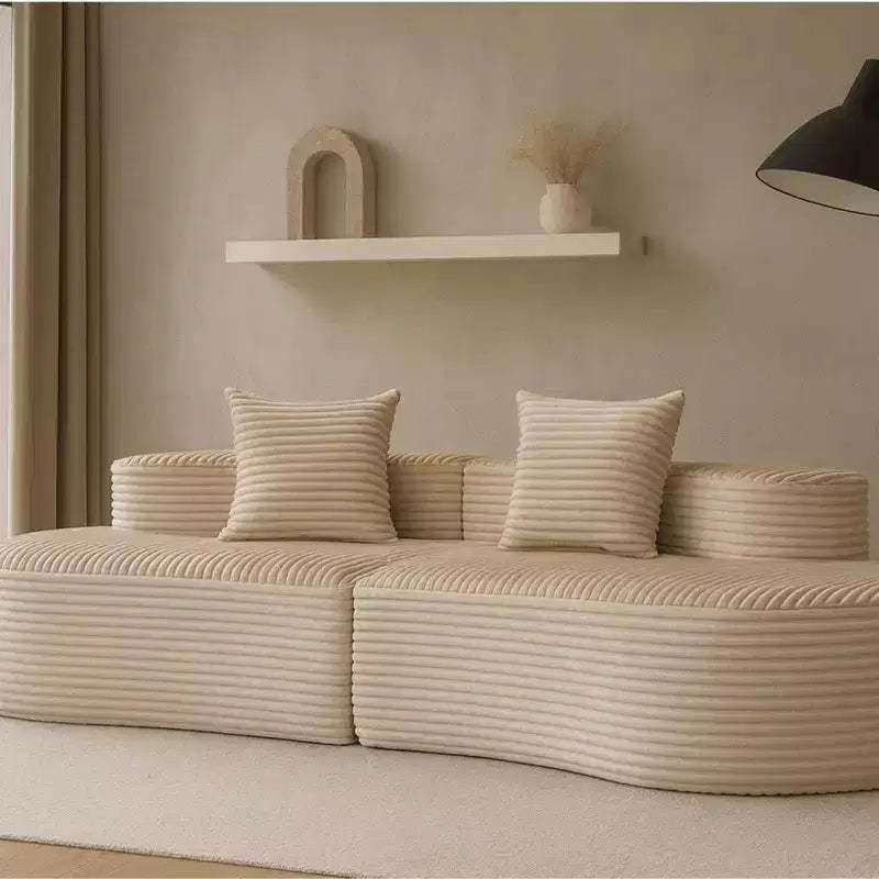 ModernLuxe Curved Modular Sectional Sofa, 2-Piece Channel Tufted Corduroy Couch, No Assembly Required