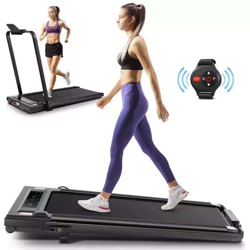 KRISRATE Treadmills with Incline & Touch Screen & Remote Watch for Home, Folding Walking Pad with Handle Bar,3.5HP 7.5MPH Under Desk Treadmill