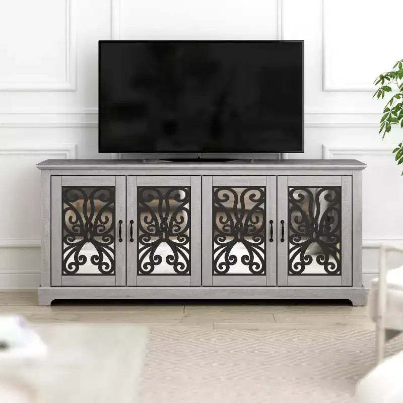 Galano Calidia 4 Door Wide Tv Stand - Dusty Grey Oak
