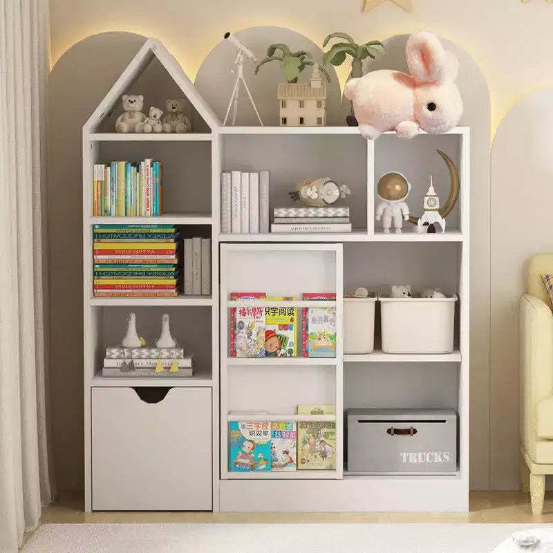 Coolmee 43.7 inch Kids Toy Storage Organizer and Bookshelf, Floor Storage Cabinet Toy Chest with Movable Drawers for Playroom, Bedroom, Classroom