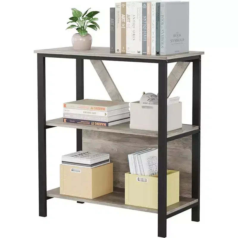 3-layer Large Capacity Open Bookcase with Metal Frame, Sturdy and Durable, Suitable for Living Room, Home Office, Bedroom