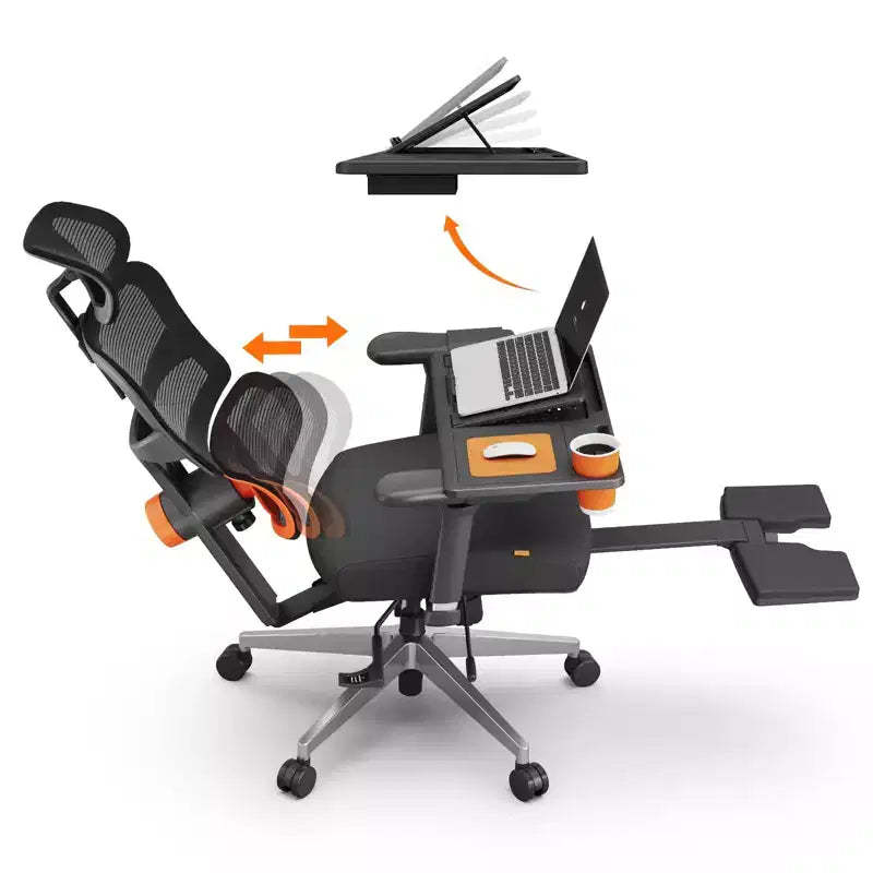 Newtral Ergonomic Office Chair with Footrest - 4D Armrest Recliner Chair - NT002+LAPD-BLACK