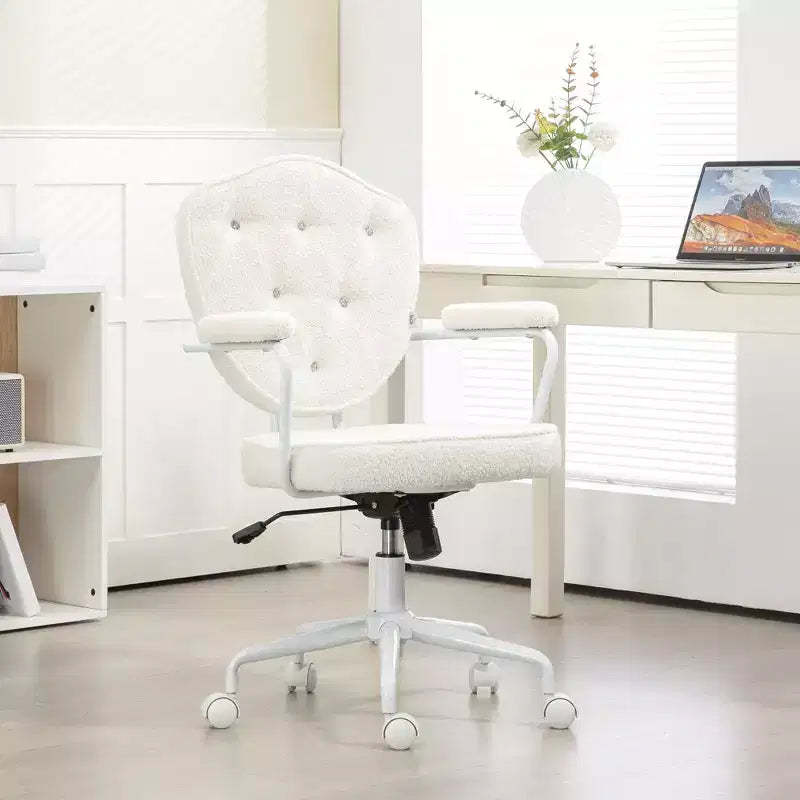 Okak Home Office Desk Chairs, Upholstered Vanity Chair with Adjustable Height, Swivel Chair for Office, Study, Reading Room