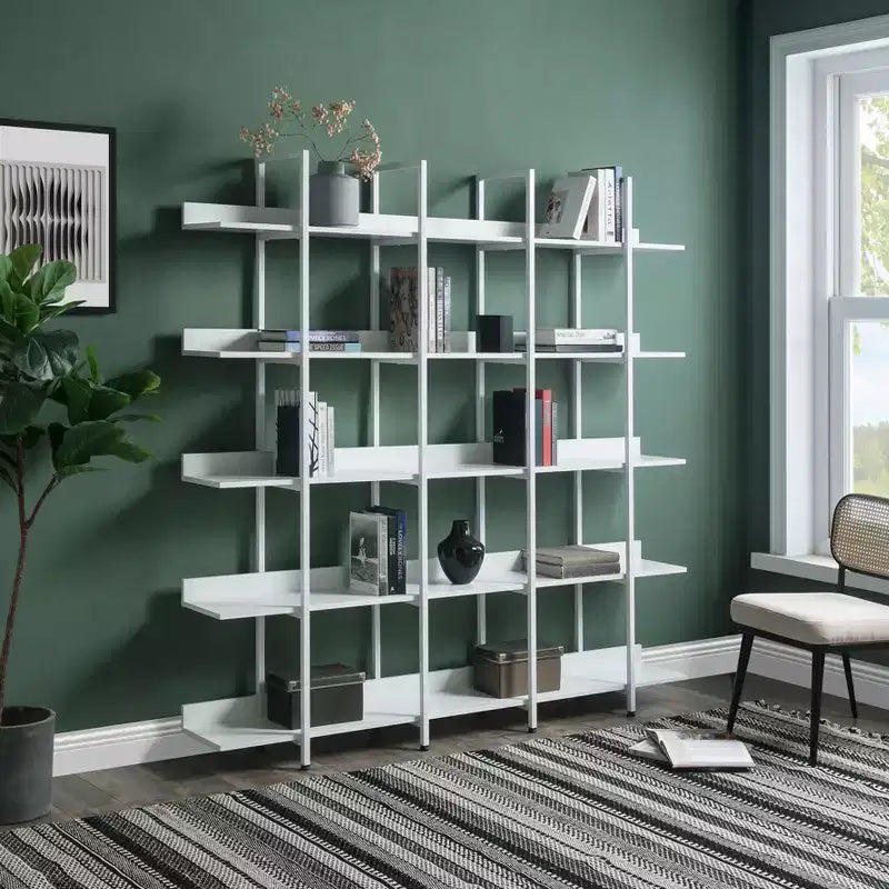 Okak Vintage Industrial Bookshelf, Storage Shelves with 5 Open Shelves, Tall Bookcase, Storage Organizer for Living Room, Hallway