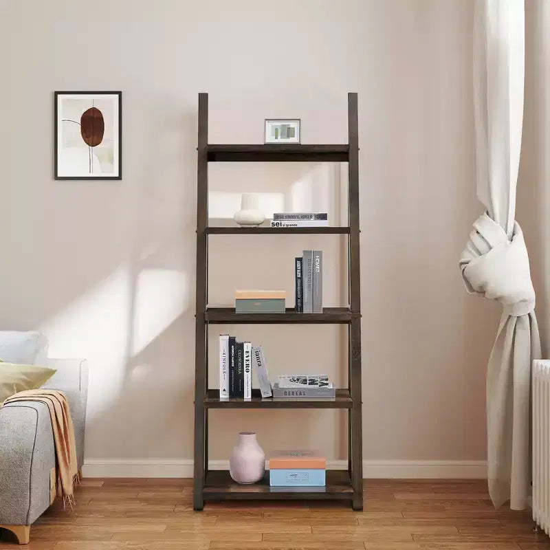 Okak Wood Shelves, Storage Shelves with 5 Tiers, Small Bookcase for Books and CDs, Storage Organizer for Living Room, Hallway, Office
