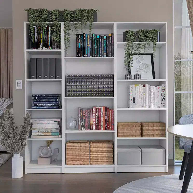 Okak Minimalism Bookshelf, Three-piece Display Case with Open Shelves, Storage Organizer for Living Room, Office