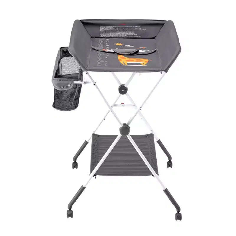 VEVOR Baby Changing Table, Foldable Diaper Change Station with Side Basket,Lockable Wheels, Multi-Functional Storage Organizer Nursery,Dark Gray