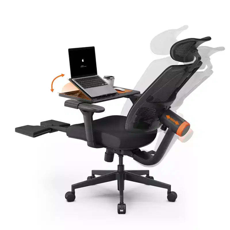 Newtral Ergonomic Chair with Footrest - Home Office Chair with Lumbar Support, 4D Armrest, Seat Depth & Height Adjustable - MAGICH-BP+LAPD-BLACK