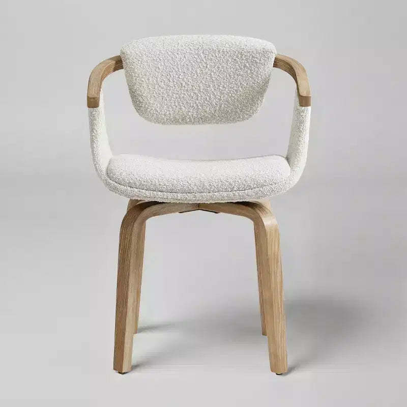 Art Leon Boucle Fabric Swivel Dining Chair