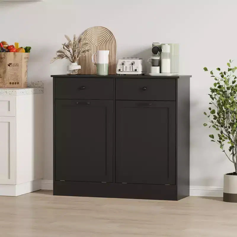 20 Gallon Hidden Garbage Can Tilt Out Kitchen Cabinet with Deodorizing Function and 2 Drawers for Kitchen
