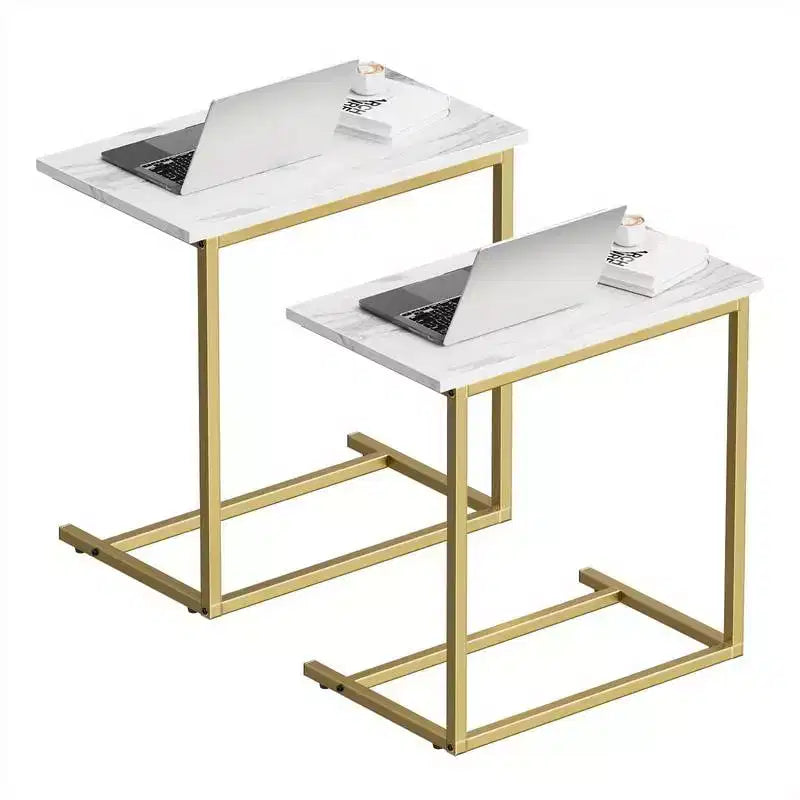 Marsail 2 Pack C Shaped End Table 27 inches High, Side Table for Couch Slide Under, C Table Sofa Side End Table for Living Room