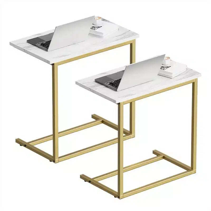 Marsail 2 Pack C Shaped End Table 27 inches High, Side Table for Couch Slide Under, C Table Sofa Side End Table for Living Room
