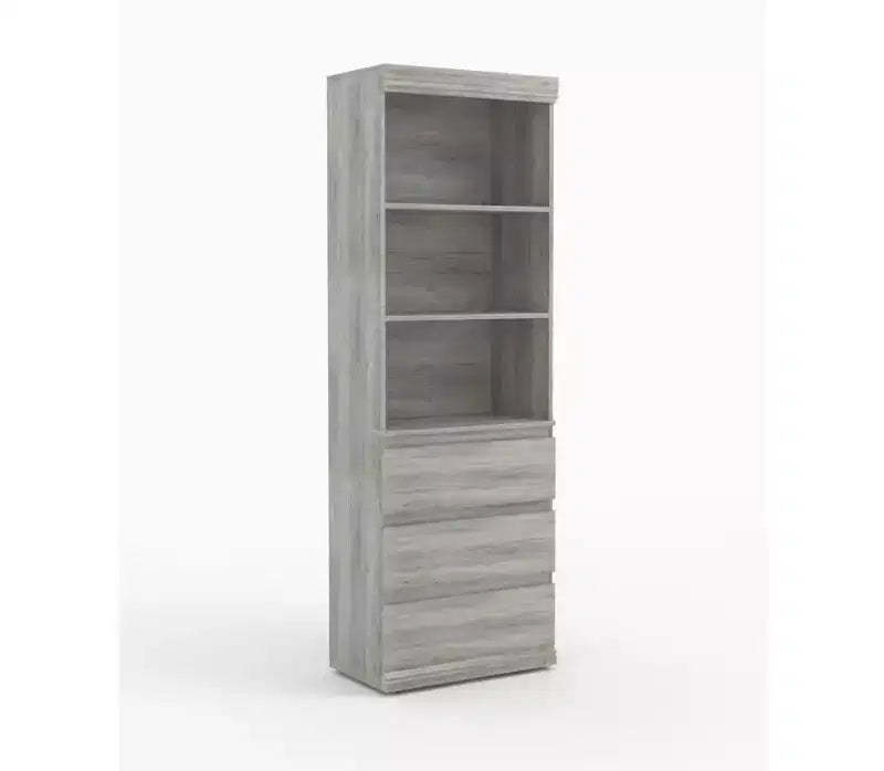 White Modern 70 Tall Bookcase with 3 Drawers & 3 Tier Open Shelves, Deep Storage Book Shelves Cabinet Organizer for Living Room, Home Office