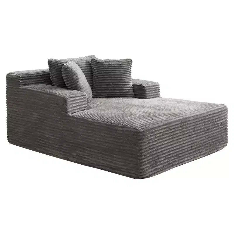 66x49 Chaise Lounge Indoor, Oversized Chaise Lounge Chair with 3 Throw Pillows, Corduroy Upholstered Plush Sofa Bed Lazy Chair Bed