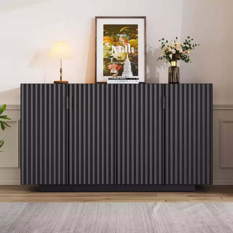 Okak Ample Sideboard Cabinet, Bufft Cabinet with 4 Doors and 4 Shelves, Storage Cabinet for Living Room, Dining Room, Kitchen