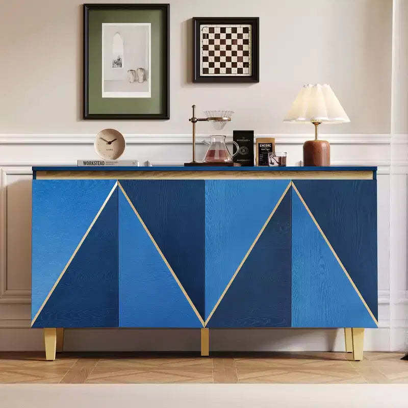 Okak 60in Retro Sideboard Cabinet, Bufft Cabinet with 4 Doors and 4 Shelves, Storage Cabinet for Living Room, Dining Room, Kitchen