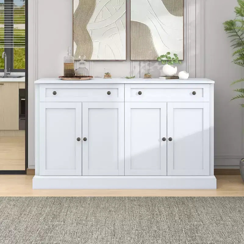 Okak Elegant Sideboard Cabinet, Bufft Cabinet with 4 Doors and 2 Drawers, Storage Cabinet for Living Room, Dining Room, Kitchen