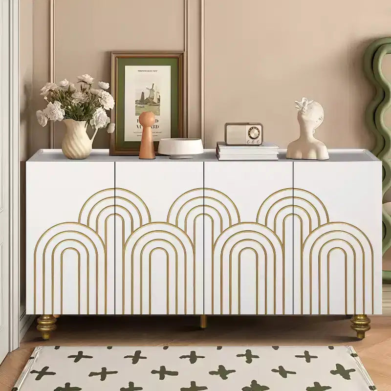 Okak Elegent Sideboard Cabinet, Bufft Cabinet with 4 Doors and 4 Shelves, Storage Cabinet for Living Room, Dining Room