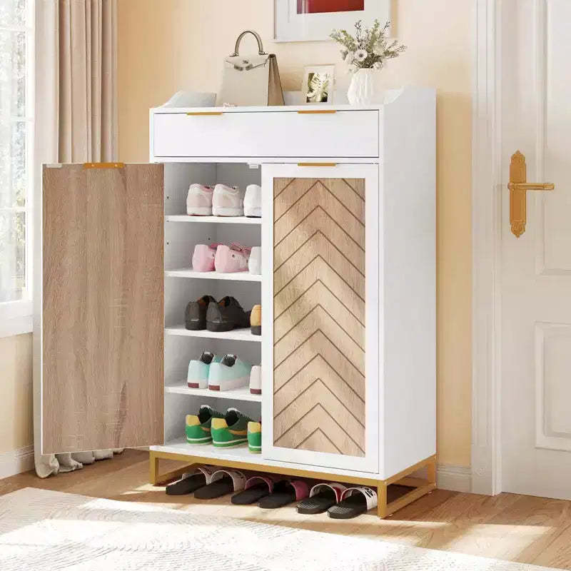 5 Tier Modern Shoe Storage Cabinet Shoes Rack with Drawer Entryway Hallway