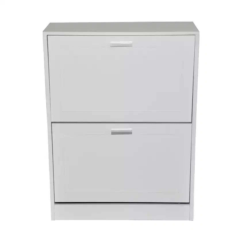 AndMakers 31 in. H x 24 in. W White Titanium Wood Shoe Storage Cabinet