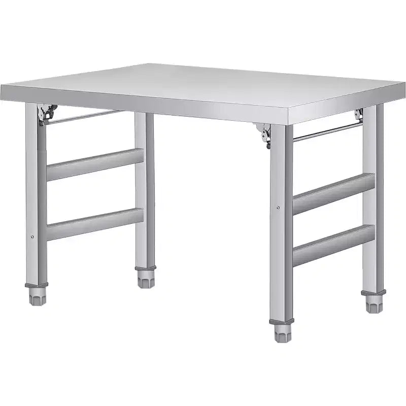 Stainless Steel Folding Table - 520 lb Commercial Folding Workbench with Adjustable Base and Legs for Home Kitchen Restaurant Garage Warehouse