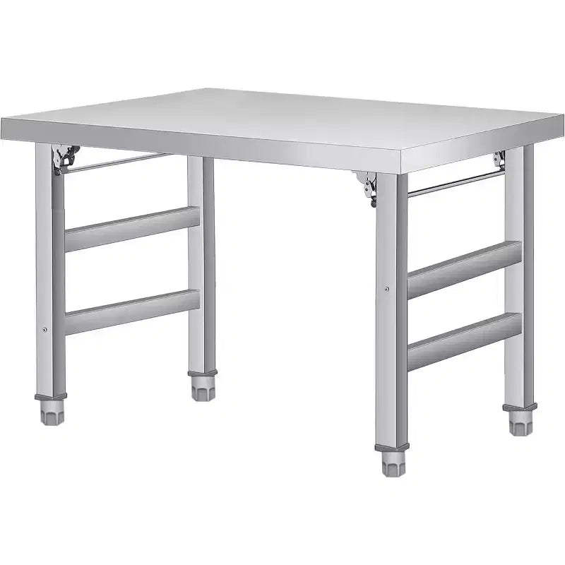 Stainless Steel Folding Table - 520 lb Commercial Folding Workbench with Adjustable Base and Legs for Home Kitchen Restaurant Garage Warehouse