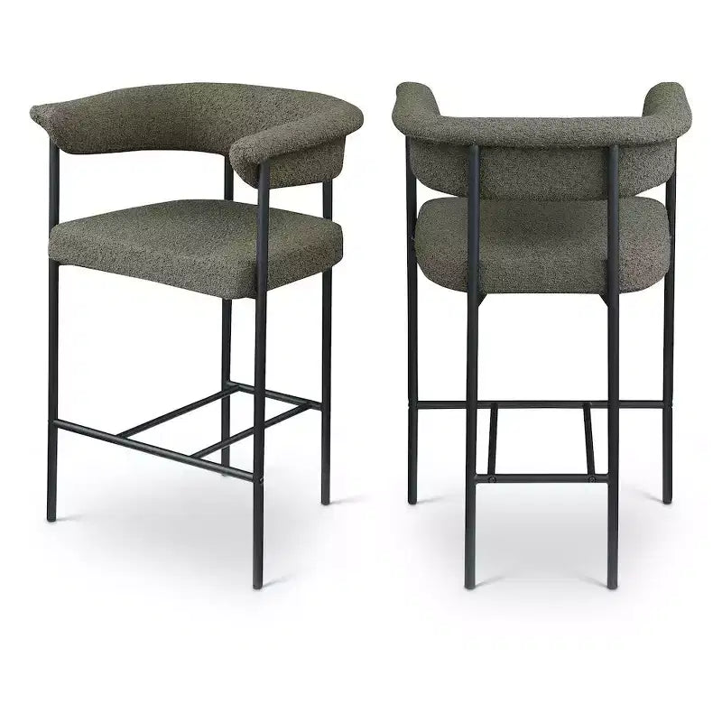 Meridian Furniture,Malin Boucle Fabric Counter Stool, Set of 2