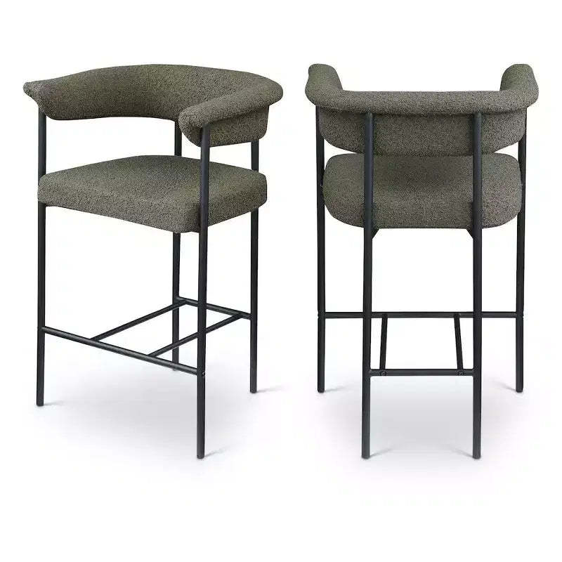 Meridian Furniture,Malin Boucle Fabric Counter Stool, Set of 2