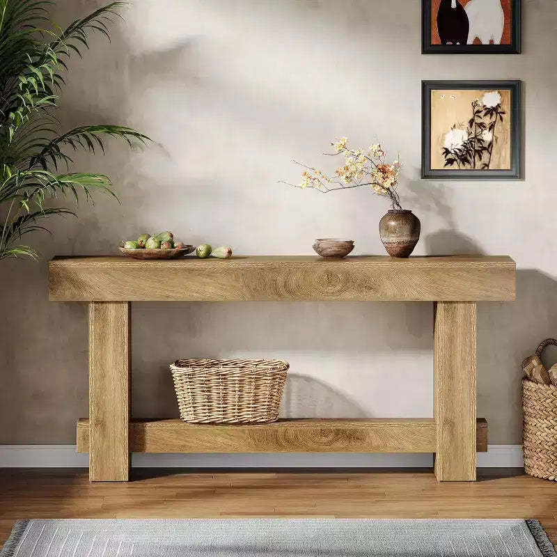 Lantine 70.9 Entryway Console Table, Wood Farmhouse Sofa Table Behind Couch, Foyer Stand with Thick Legs for Hallway, Living Room