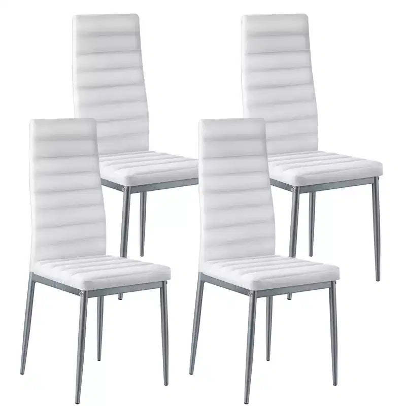 VEVOR Modern Dining Room Accent Chairs Set of 4,Upholstered Leather Side Chair for Dining Tables,Table Chair with Thick Cushions and Metal Legs,White