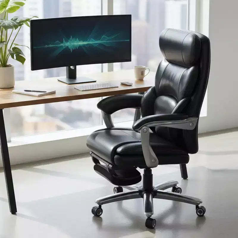 Ora Maison Massage Office Chair with Footrest, 23 Wide Seat Reclining PU Leather Executive Chair with Heat, 4-Point Vibration, 400 lbs Capacity
