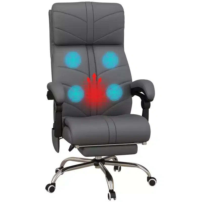 Okak Massage Executive Office Chair with 4 Vibration and Heat, Criss Cross Chair with Adjustable Height, 360 Swivel Chair for Home, Office, Gray