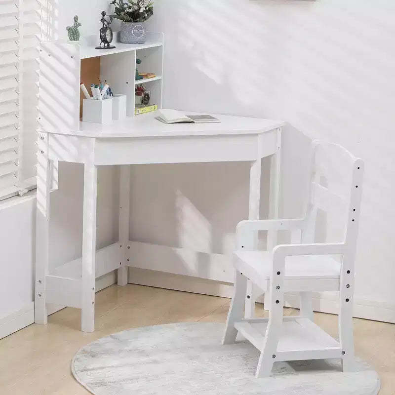 COZONY Kids Corner Desk and Chair Set, L-Shaped Study Table for Boys and Girls Ages 38