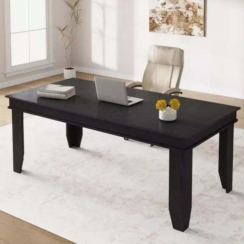 Extendable Dining Table for 6-10, 63-86.6 Farmhouse Kitchen Table with Sturdy Wooden Frame, Large Rectangular Dinner Table for Dining Room