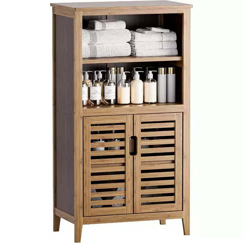 Dcolora Bathroom Cabinet, Bamboo Storage Cabinet Freestanding