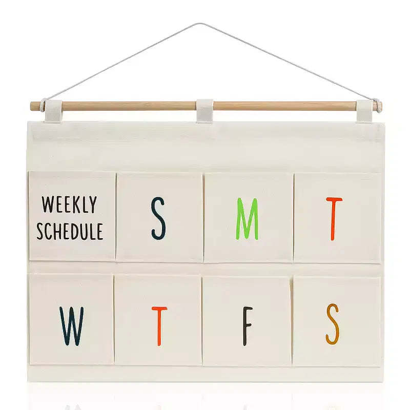 Garnen Wall organizer, Wall Pocket Weekly Planner, Wall Storage Organizer, 8 Pockets Hanging for To-Do List Pocket Chart Daily Schedule Planner, White