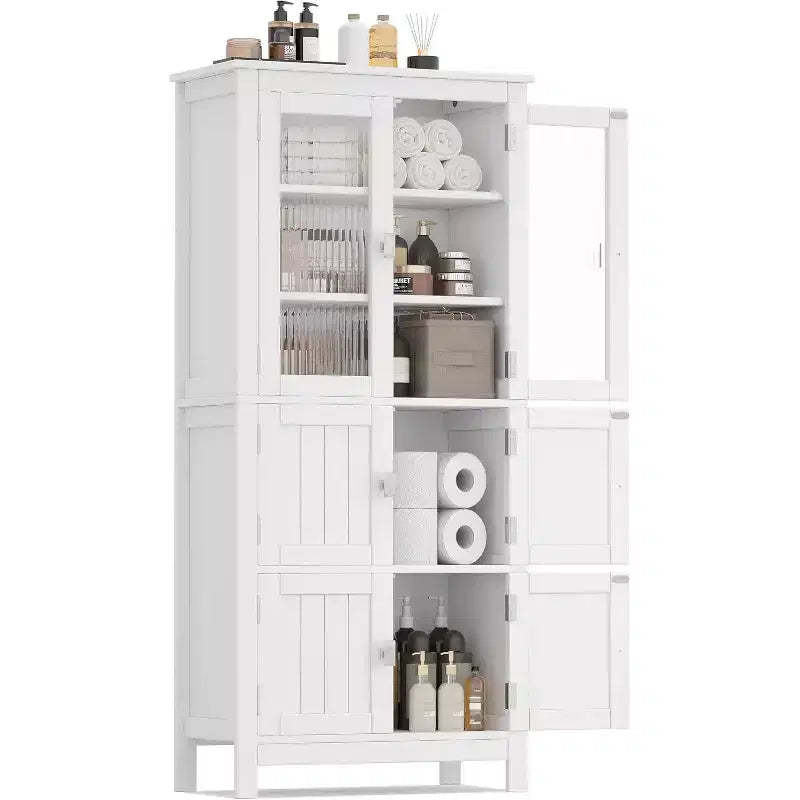 Dcolora Tall Bathroom Storage Cabinet with 6 Doors and Adjustable Shlef