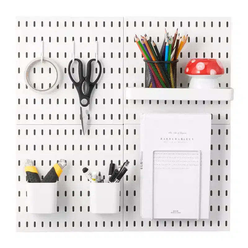 VEVOR Pegboard Combination Kit, 11 x 11 Plastic Pegboard, 4 Panels, Peg Board Wall Organizer Kit with Accessories, White