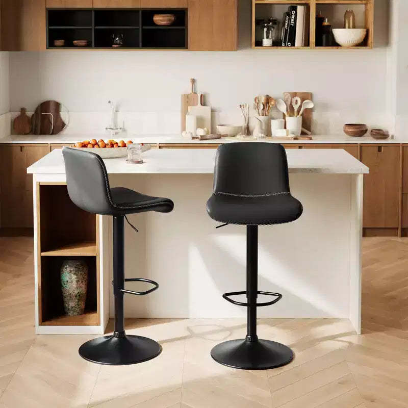 Set of 2 Swivel Bar Chair with Soft Cushioned and Footrest, Backrest PU Leather for Dining Room Counter