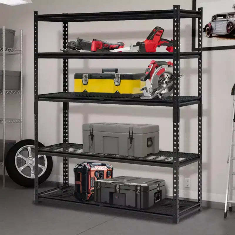 5-Tier Adjustable Shelves, Load 2000 Lbs Heavy Duty Wire Garage Shelf, Metal Storage Racks and Shelving, 72 H Garage Shelves for Basement