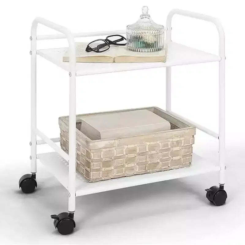 Dcolora 2-Tier Metal Rolling Utility Cart C Mobile Storage Shelf with Caster Wheels C Small Space Organizer for Home, Office, Bedroom, Kitchen