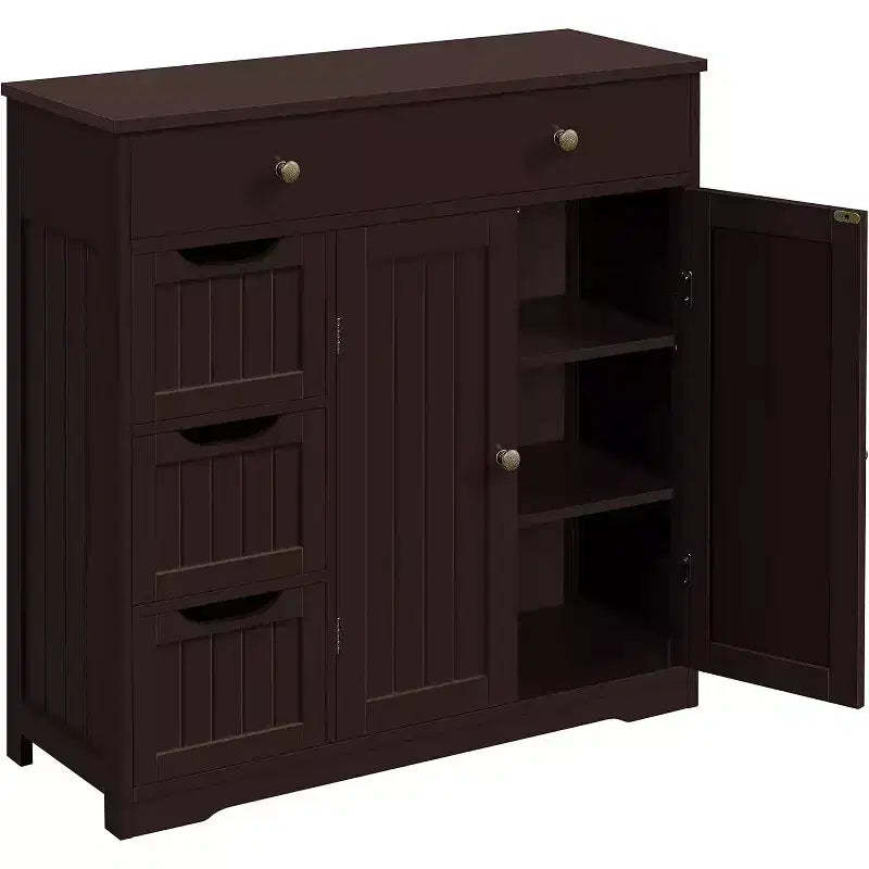 Dcolora Bathroom Free-Standing Floor Cabinet, Practical Storage Cabinet with 4 Drawers and 2 Doors