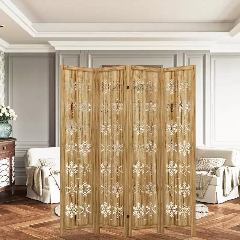 Dovelina 67H Wooden Foldable Room Divider Panels Freestanding Room Privacy Screen