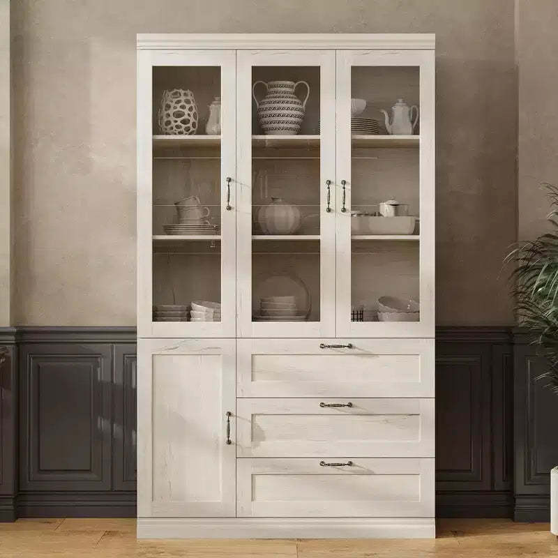Famapy Light Gray - White Storage Cabinet Kitchen Cabinet Pantry: Glass Doors, Ample Storage  Organize Room Essentials