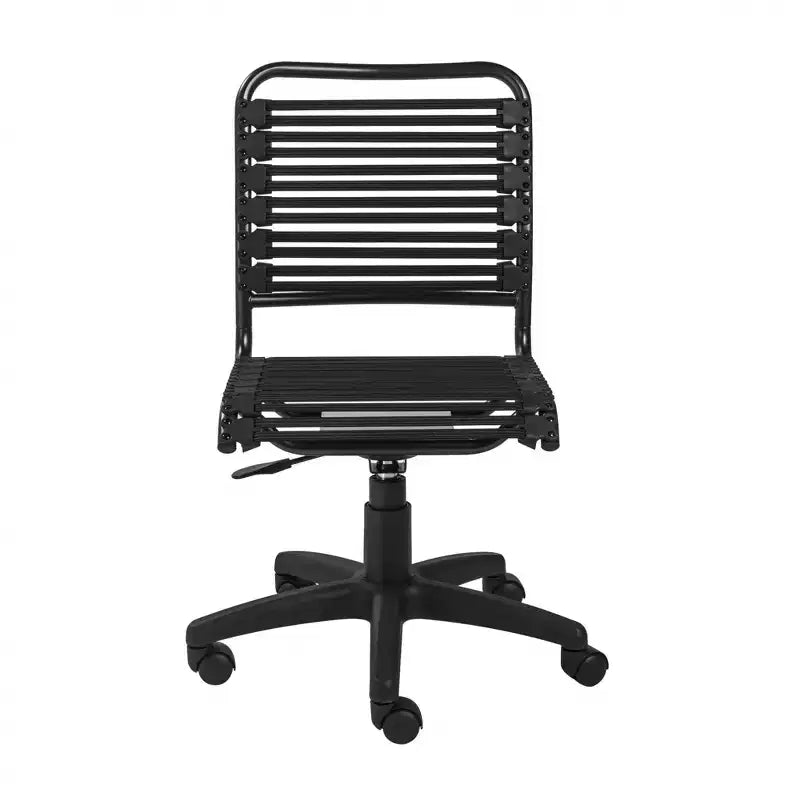 HomeRoots Black Adjustable Swivel Bungee Rolling Office Chair
