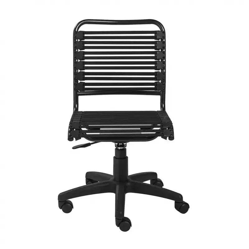 HomeRoots Black Adjustable Swivel Bungee Rolling Office Chair