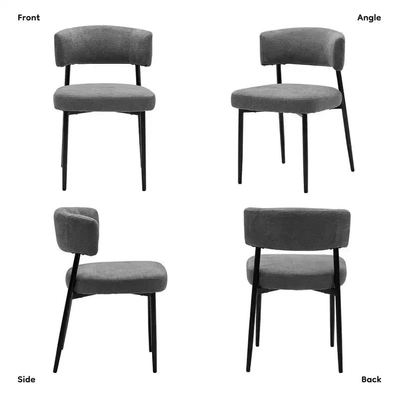 JIONJOY Set of 4 Chenille Upholstered Dining Chairs - Curved Backrest, Sturdy Metal Frame