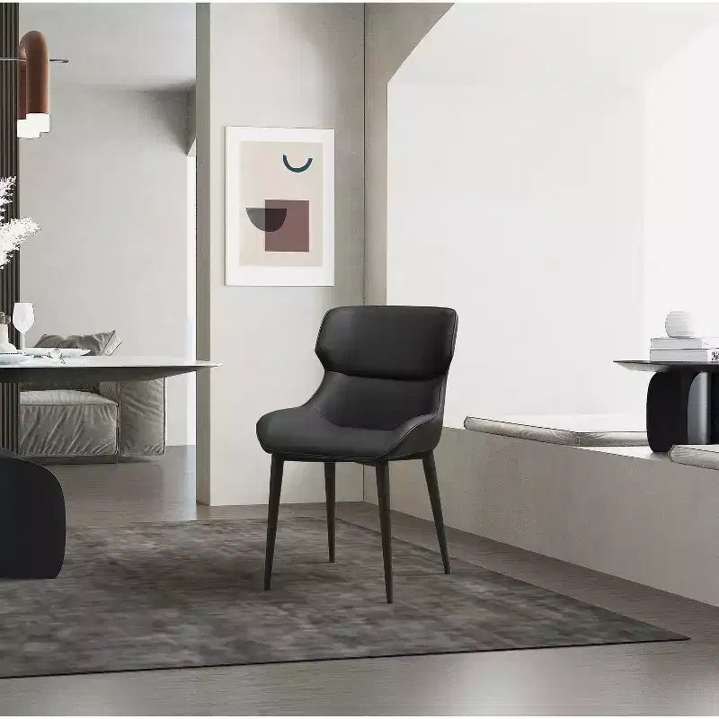 HomeStock 20 in. Gray Faux Leather Dining Chair Set of 1 for a perfect comfortable modern living