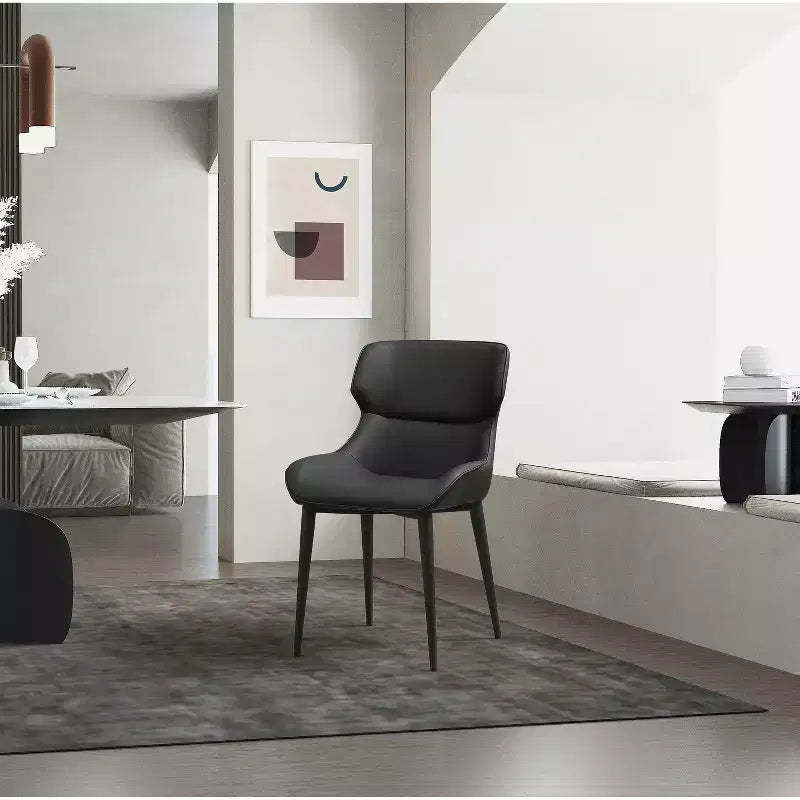 HomeStock 20 in. Gray Faux Leather Dining Chair Set of 1 for a perfect comfortable modern living