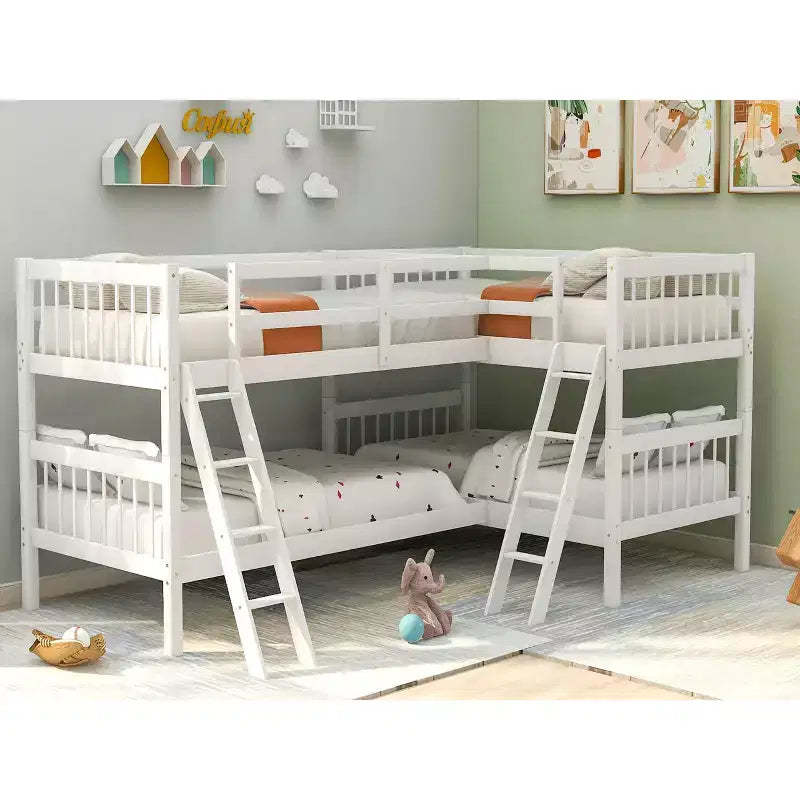 Whisen Twin-Over-Twin L-Shaped Bunk Bed with Ladder